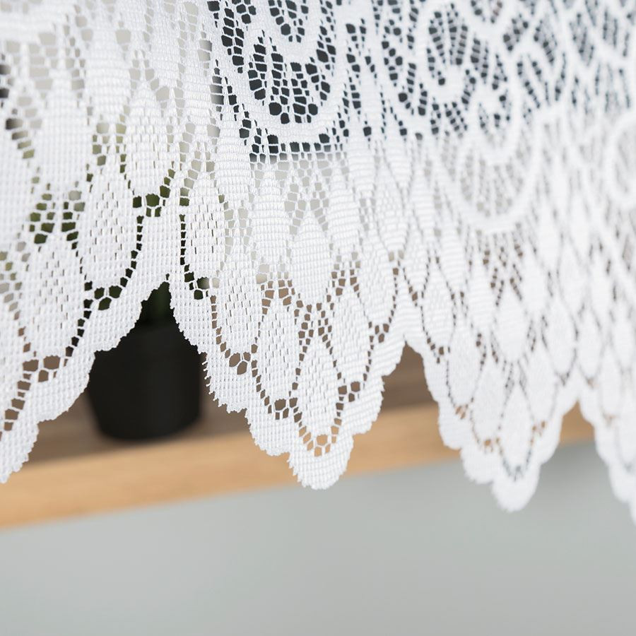 VIOLETTA - Firanka gotowa żakardowa z podcięciem na dole - 300x180 cm - kolor biały