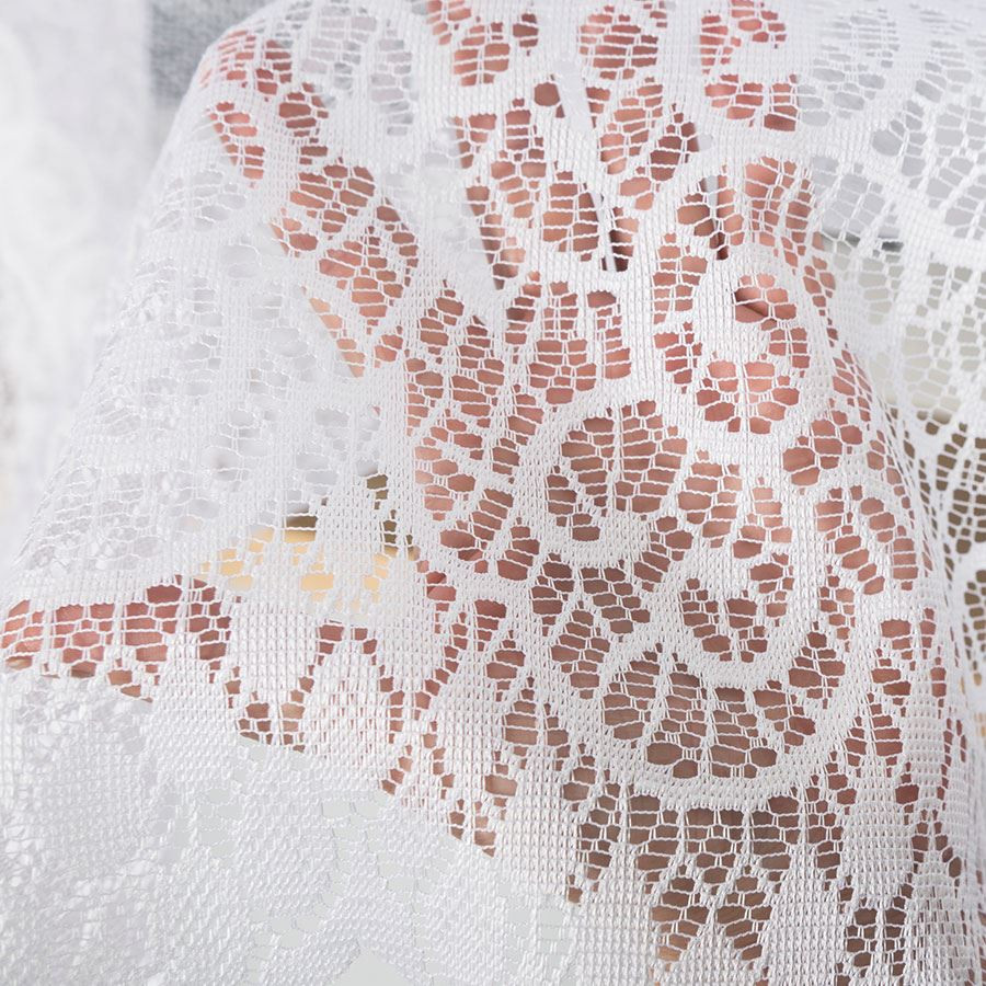 VIOLETTA - Firanka gotowa żakardowa z podcięciem na dole - 300x180 cm - kolor biały