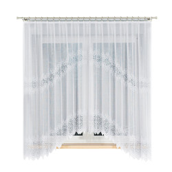 VIOLETTA - Firanka gotowa żakardowa z podcięciem na dole - 300x180 cm - kolor biały