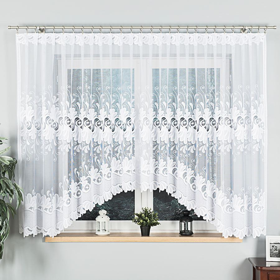 KASJANA · firanka gotowa · biała · klasyczny wzór · 400x160