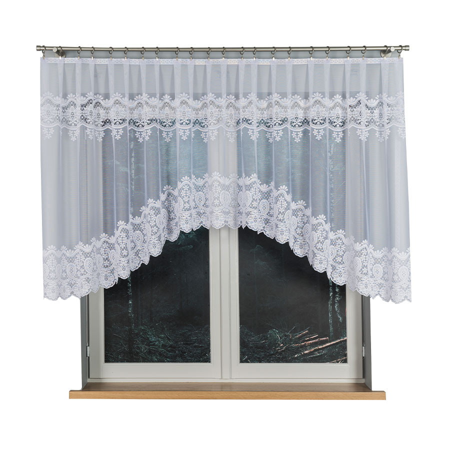 DARIA · firanka gotowa z podcięciem · biała · klasyczny wzór · 350x120