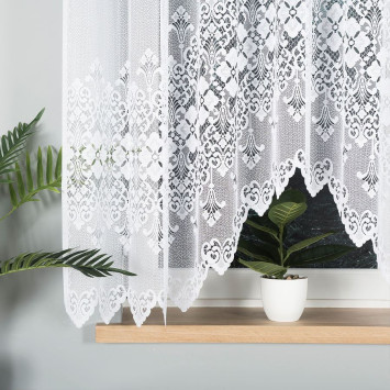 NADIA - Firanka gotowa żakardowa z podcięciem na dole - 300x160 cm - kolor biały 2