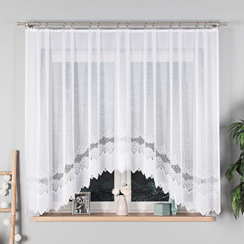 MODESTA · firanka żakardowa gotowa · biała · klasyczny wzór · 300x160 cm