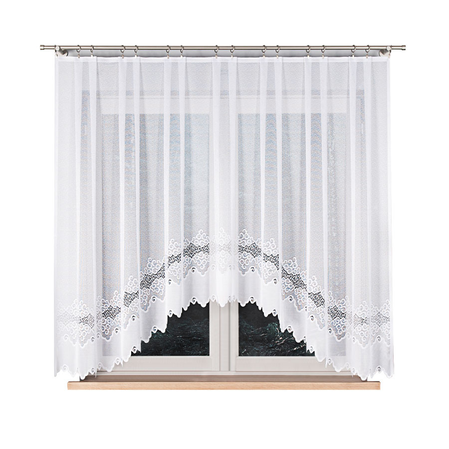 MODESTA · firanka żakardowa gotowa · biała · klasyczny wzór · 300x160 cm