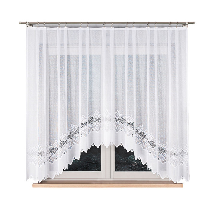 MODESTA · firanka żakardowa gotowa · biała · klasyczny wzór · 300x160 cm