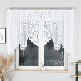 POLA - Firanka gotowa żakardowa z podcięciem na dole - 300x120 cm - kolor biały