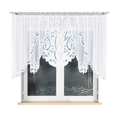 POLA - Firanka gotowa żakardowa z podcięciem na dole - 300x120 cm - kolor biały