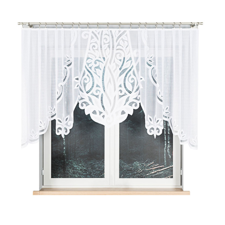 POLA - Firanka gotowa żakardowa z podcięciem na dole - 300x120 cm - kolor biały
