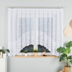 KINGA - Firanka gotowa żakardowa z podcięciem na dole - 400x160 cm - kolor biały