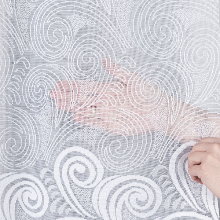 KINGA - Firanka gotowa żakardowa z podcięciem na dole - 400x160 cm - kolor biały