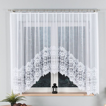 SERAFINA - Firanka gotowa żakardowa z podcięciem na dole - 310x160 cm - kolor biały