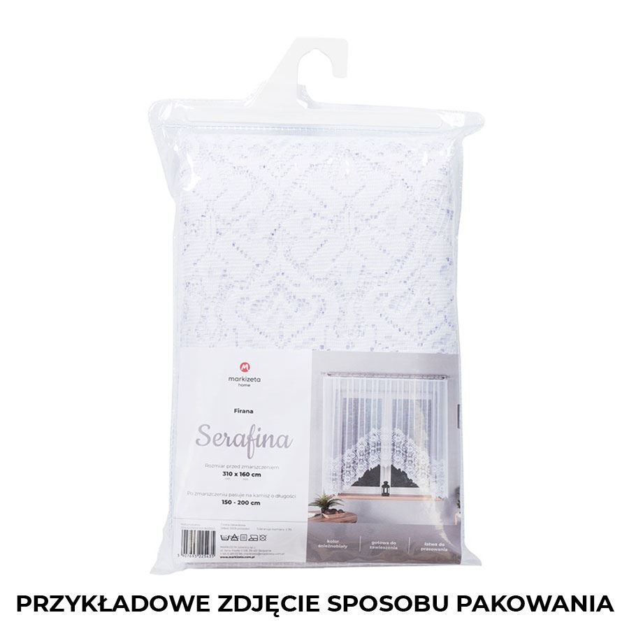 SERAFINA - Firanka gotowa żakardowa z podcięciem na dole - 310x160 cm - kolor biały