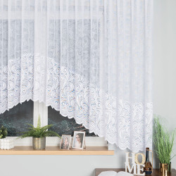 KINGA - Firanka gotowa żakardowa z podcięciem na dole - 500x160 cm - kolor biały