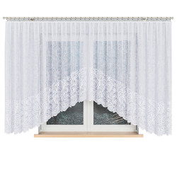 KINGA - Firanka gotowa żakardowa z podcięciem na dole - 500x160 cm - kolor biały
