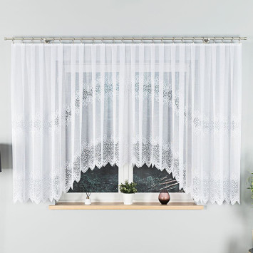 VIOLETTA · firanka gotowa z podcięciem · biała · wzór klasyczny · 420x160