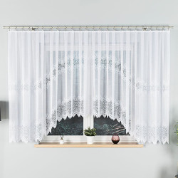 VIOLETTA · firanka gotowa z podcięciem · biała · wzór klasyczny · 420x160