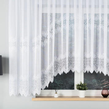 VIOLETTA · firanka gotowa z podcięciem · biała · wzór klasyczny · 420x160 2