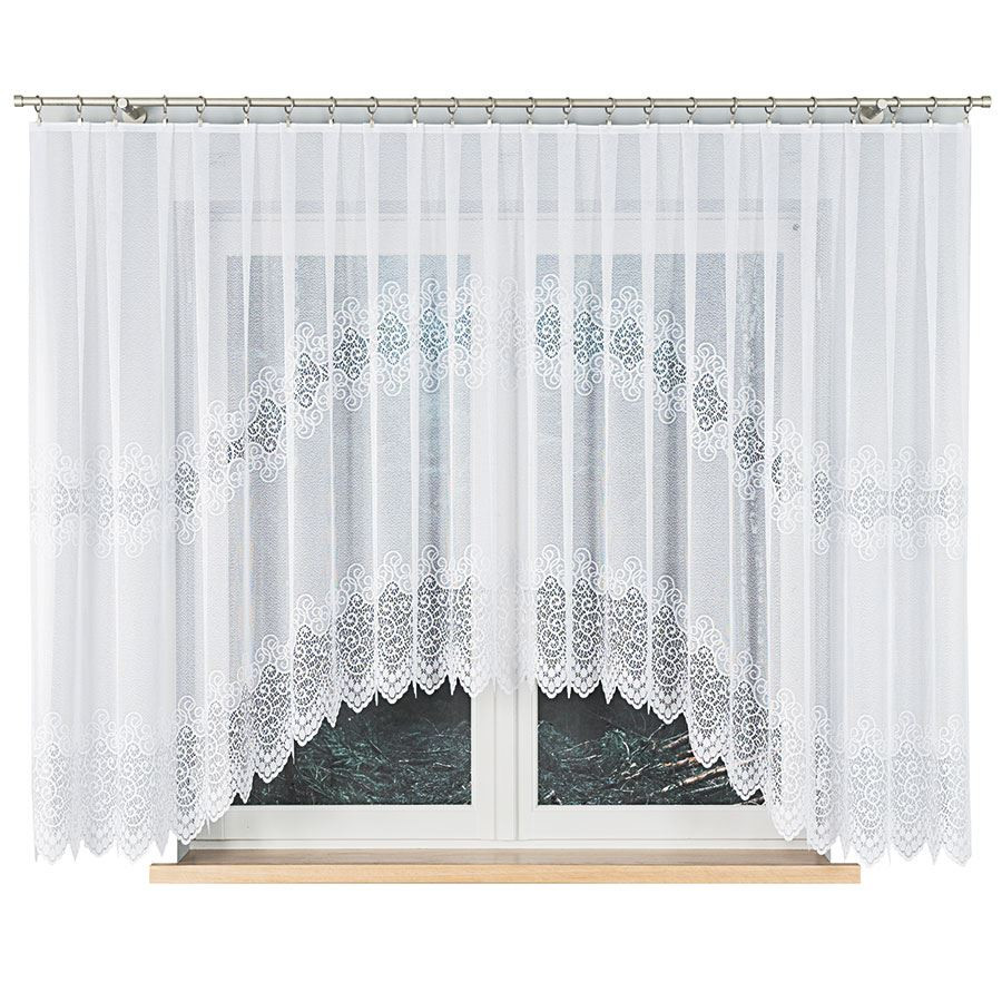 VIOLETTA · firanka gotowa z podcięciem · biała · wzór klasyczny · 420x160