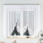 JADWIGA · Firanka gotowa · biała · kwiaty i pasy · 300x160