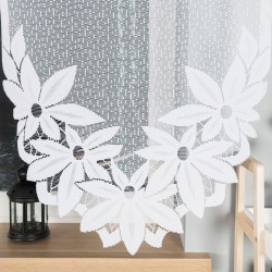 JADWIGA · Firanka gotowa · biała · kwiaty i pasy · 300x160