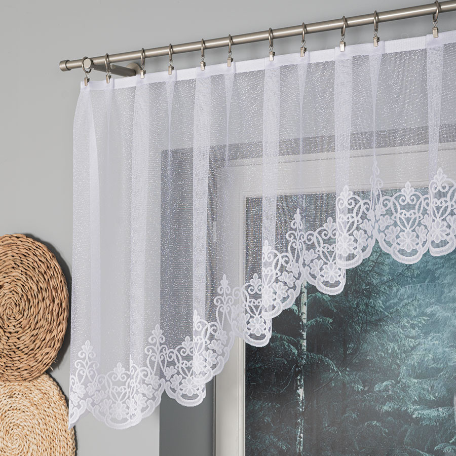ŻANETA · lambrekin z podcięciem · biały · klasyczny wzór · 300x80