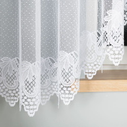 ELŻBIETA - Firanka gotowa żakardowa z podcięciem na dole - 600x160 cm - kolor biały