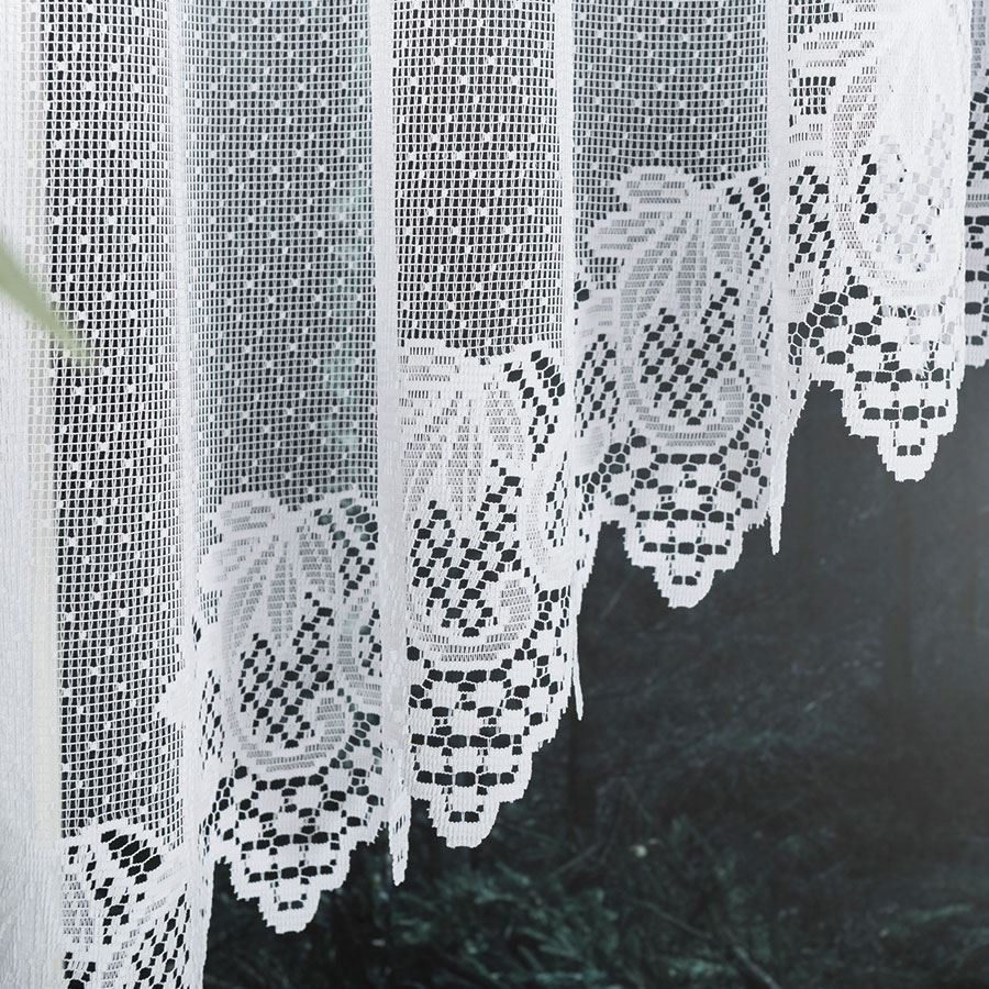 ELŻBIETA - Firanka gotowa żakardowa z podcięciem na dole - 600x160 cm - kolor biały