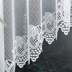 ELŻBIETA - Firanka gotowa żakardowa z podcięciem na dole - 600x160 cm - kolor biały