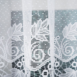 ELŻBIETA - Firanka gotowa żakardowa z podcięciem na dole - 600x160 cm - kolor biały