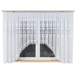 ELŻBIETA - Firanka gotowa żakardowa z podcięciem na dole - 600x160 cm - kolor biały