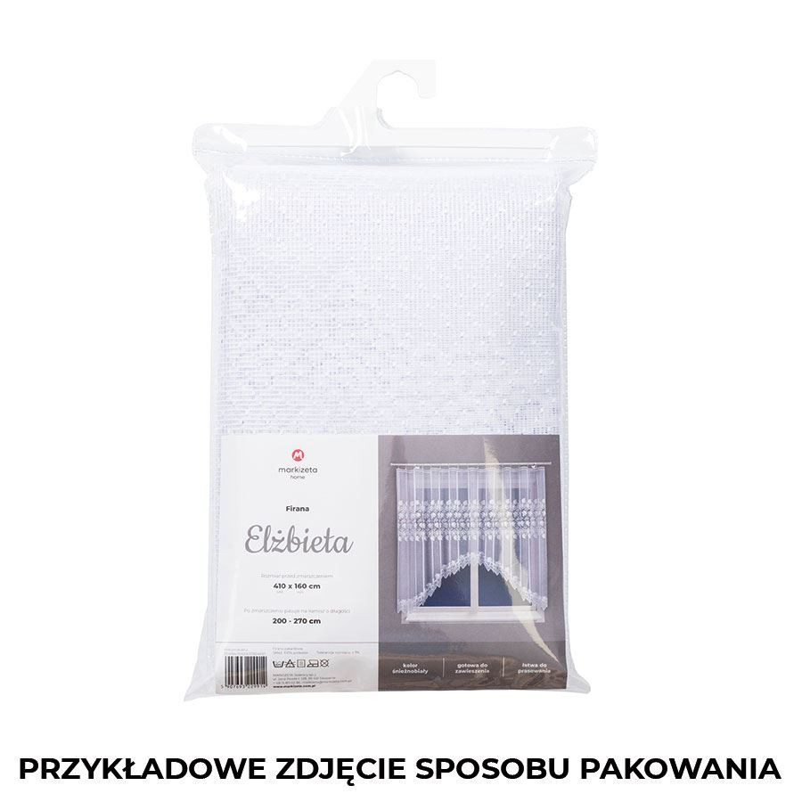 ELŻBIETA - Firanka gotowa żakardowa z podcięciem na dole - 600x160 cm - kolor biały