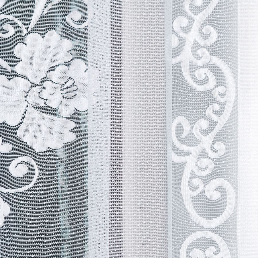 FUKSJA · firanka gotowa z podcięciem · biała · kwiaty i ornamenty · 320x160 cm