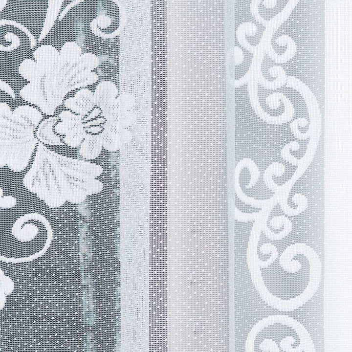 FUKSJA · firanka gotowa z podcięciem · biała · kwiaty i ornamenty · 320x160 cm