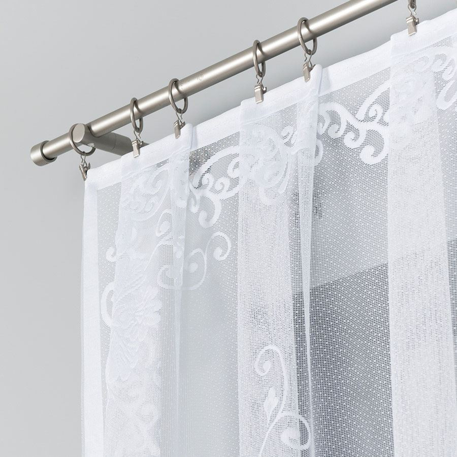 FUKSJA · firanka gotowa z podcięciem · biała · kwiaty i ornamenty · 320x160 cm