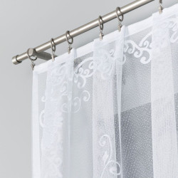 FUKSJA · firanka gotowa z podcięciem · biała · kwiaty i ornamenty · 320x160 cm