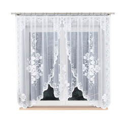 FUKSJA · firanka gotowa z podcięciem · biała · kwiaty i ornamenty · 320x160 cm