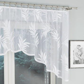 KAJA - Firanka gotowa żakardowa z podcięciem na dole - 250x100 cm - kolor biały 2