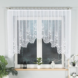 BERENIKA - Firanka gotowa żakardowa z podcięciem na dole - 330x130 cm - kolor biały