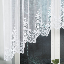 BERENIKA - Firanka gotowa żakardowa z podcięciem na dole - 330x130 cm - kolor biały