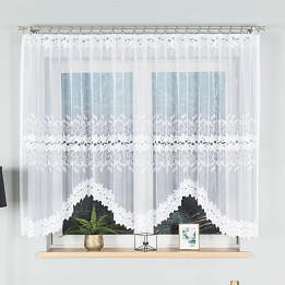 BASTIA · Firanka gotowa żakardowa z podcięciem na dole · 300x150 cm · kolor biały