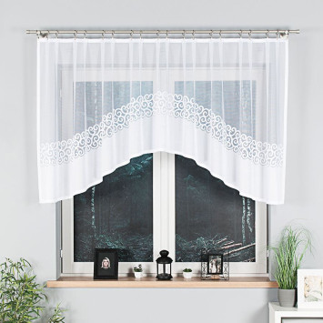 DANIELA - Firanka gotowa żakardowa z podcięciem na dole - 300x110 cm - kolor biały