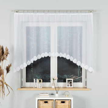 ŻAKLINA - Firanka gotowa żakardowa z podcięciem na dole - 250x130 cm - kolor biały