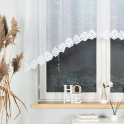 ŻAKLINA - Firanka gotowa żakardowa z podcięciem na dole - 250x130 cm - kolor biały