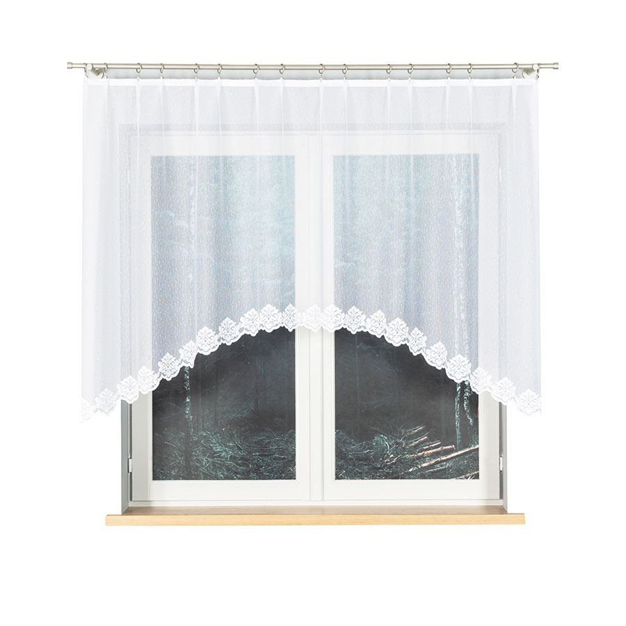 ŻAKLINA - Firanka gotowa żakardowa z podcięciem na dole - 250x130 cm - kolor biały