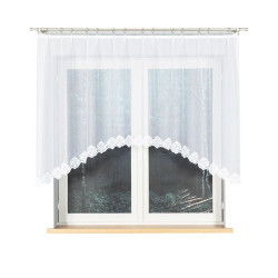 ŻAKLINA - Firanka gotowa żakardowa z podcięciem na dole - 250x130 cm - kolor biały