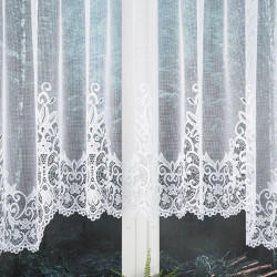 BERENIKA · Firanka gotowa żakardowa z podcięciem na dole · 430x160 cm · kolor biały
