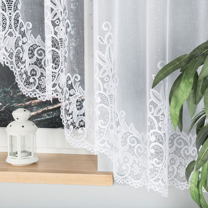 BERENIKA · Firanka gotowa żakardowa z podcięciem na dole · 430x160 cm · kolor biały