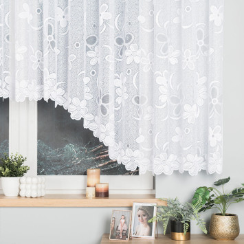RENATA - Firanka gotowa żakardowa z podcięciem na dole - 500x150 cm - kolor biały 2