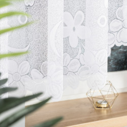 RENATA - Firanka gotowa żakardowa z podcięciem na dole - 500x150 cm - kolor biały