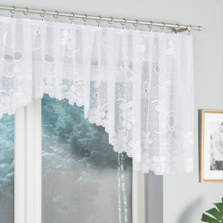 RENATA - Firanka gotowa żakardowa z podcięciem na dole - 350x80 cm - kolor biały